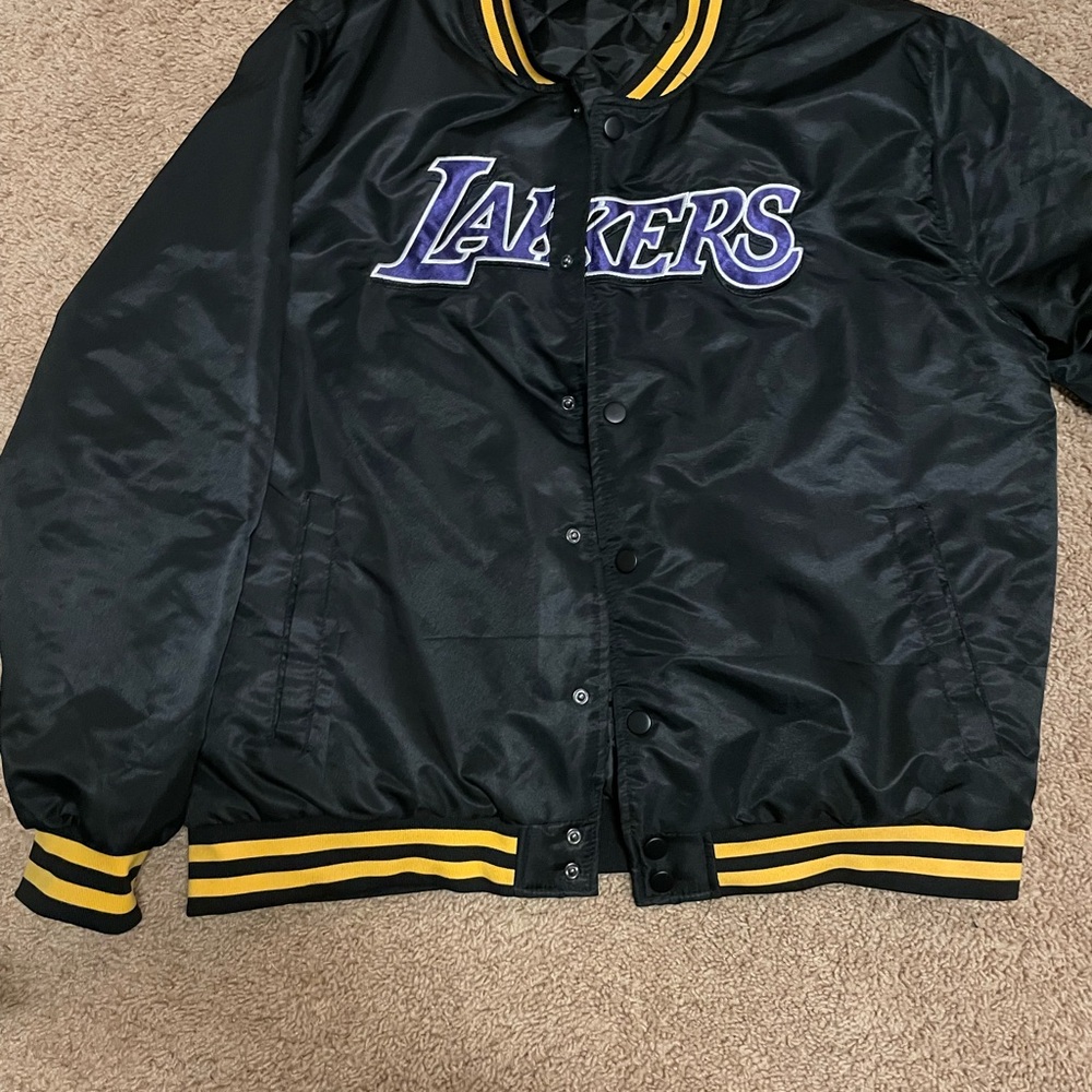 Black LA Lakers Jacket with Yellow Stripes